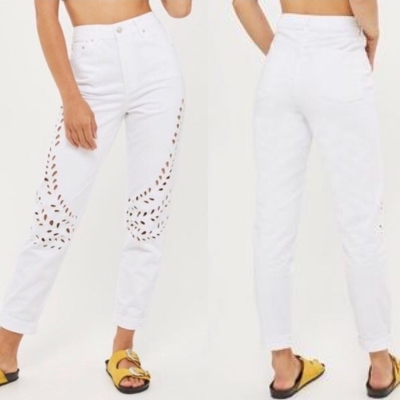 Topshop Denim - White Floral Crop Jean's Women's Size 26